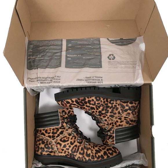NEW TIMBERLAND LONDON SQUARE BOOTS! 6 or 8  GENUINE DYED HAIR IN LEOPARD DESIGN